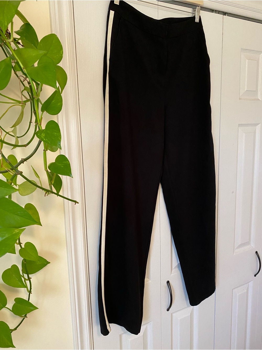 Jason Wu Women’s Black Side Stripe Flat Front Wide Leg Trouser Dress Pants Sz 6